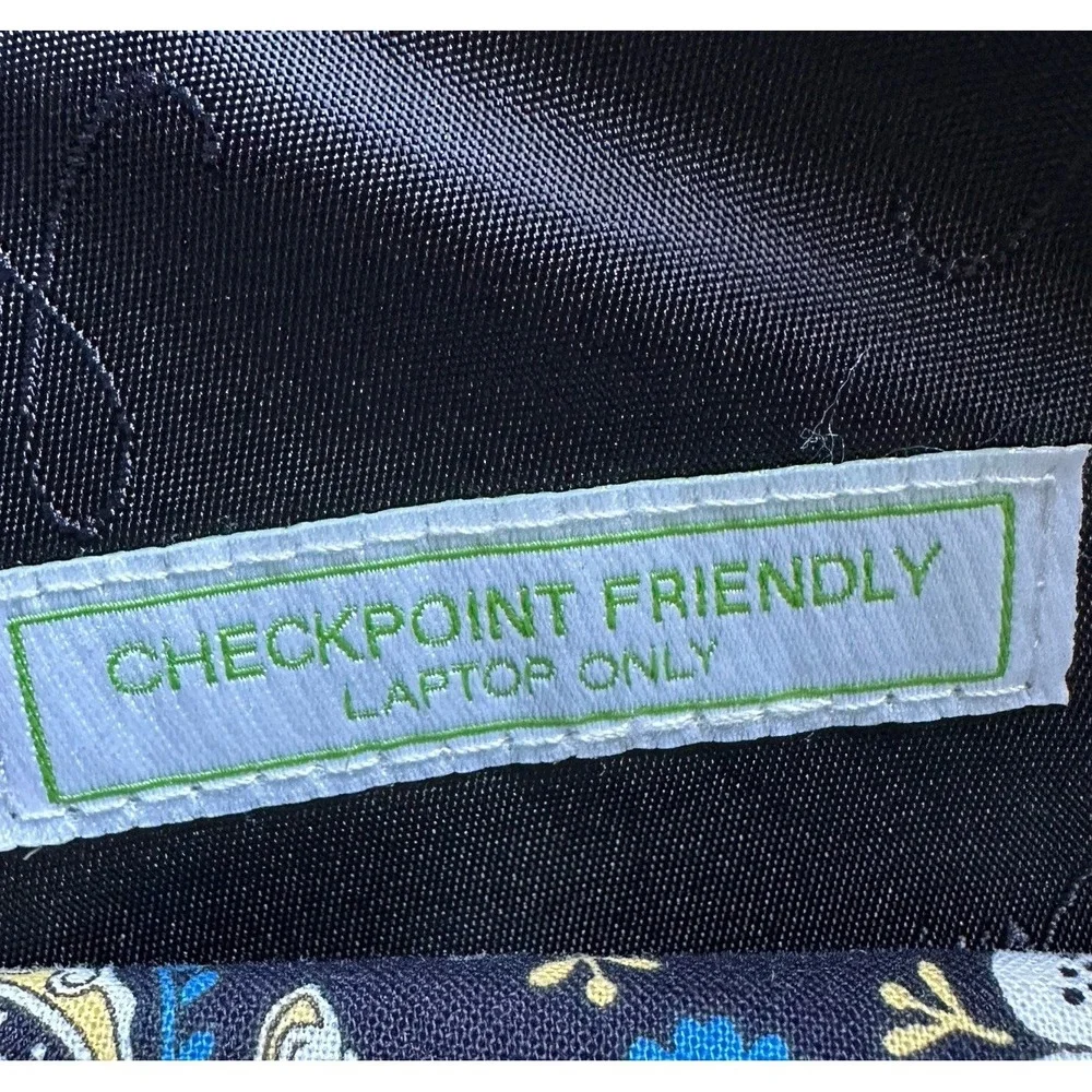 Vera Bradley Ellie Laptop Travel Tote Bag 15x11.5 Inch Blue Checkpoint Friendly
